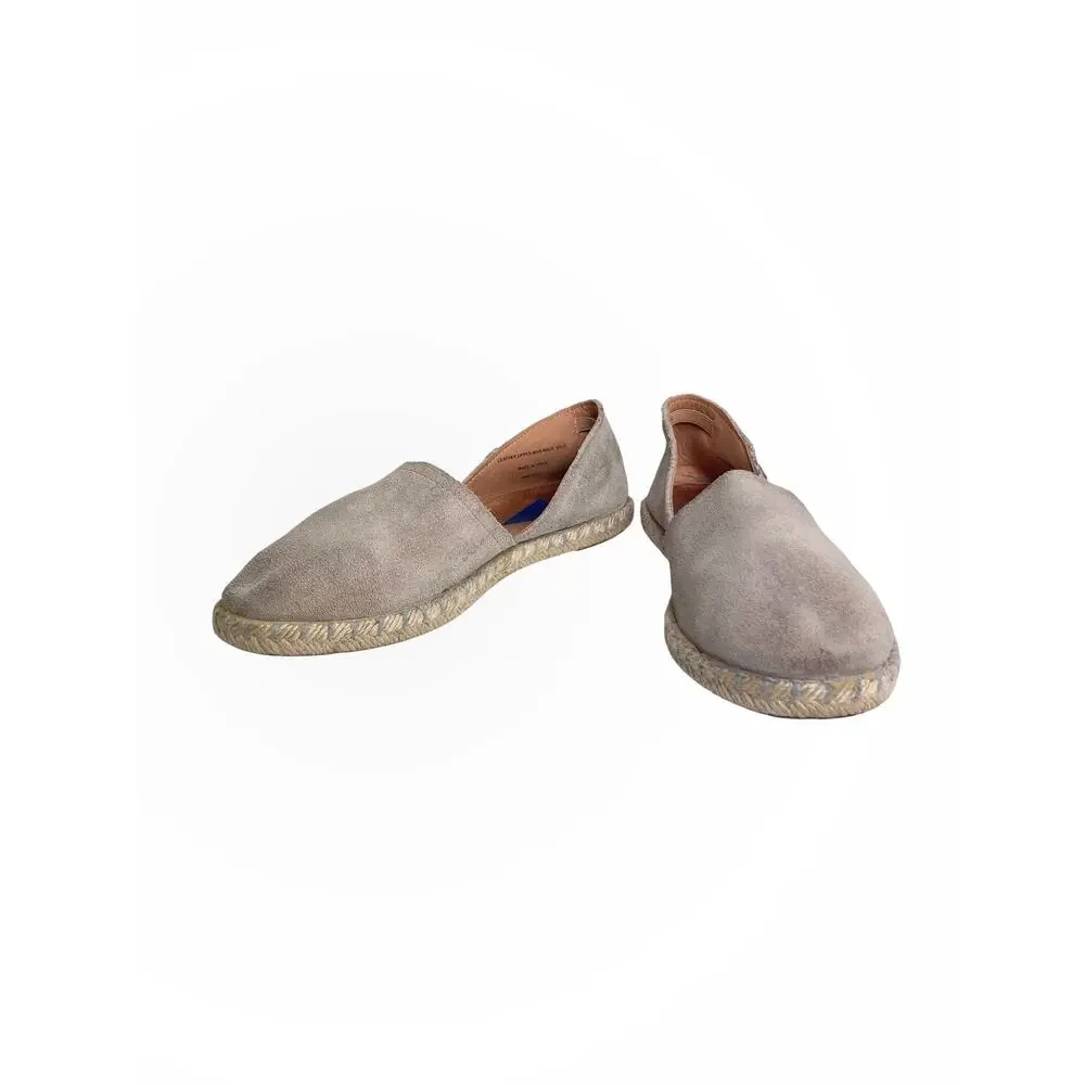 Verbenas Taupe Mushroom Gray Suede Leather Espadrille Flats Spanish Slip Ons